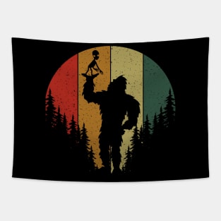 Retro Bigfoot Sasquatch Alien Tapestry