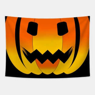 Orange pumpkin halloween face Tapestry