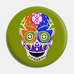 skeleton smile in mexican pattern in green Pin