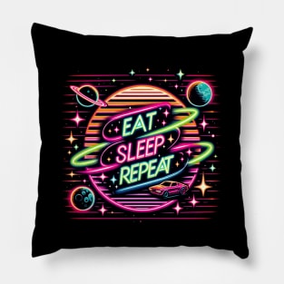 Eat, Sleep, Repeat! Pillow