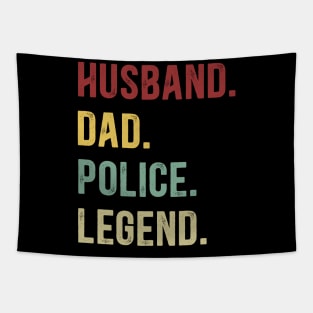 Police Funny Vintage Retro Shirt Husband Dad Police Legend Tapestry