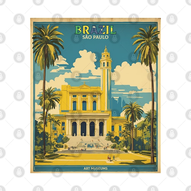 Art Museum Sao Paulo Brazil Vintage Tourism Travel Poster Art by TravelersGems