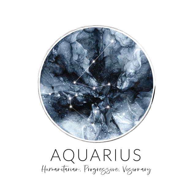 Aquarius Zodiac Moon Constellation by Elizabeth Karlson Art