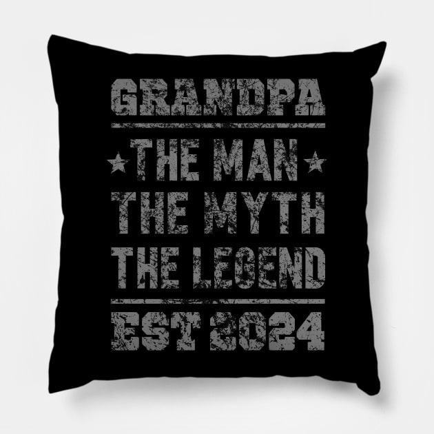 Grandpa EST 2024, the man, the legend, the myth Pillow by SecuraArt