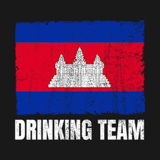 Cambodian Drinking Team Graphic for Men Women Funny Cambodia Flag T-Shirt