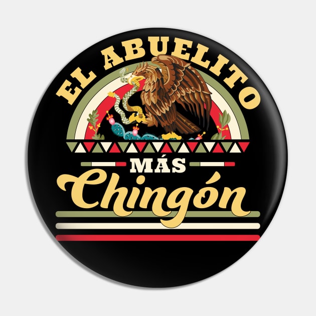 El Abuelito Mas Chingon Mexican Grandpa Pin by OrangeMonkeyArt