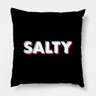 Salty Glitch White Pillow