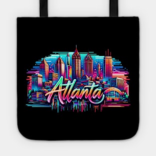 Atlanta Georgia USA Neon Graffiti Retro Airbrush 90s Tote