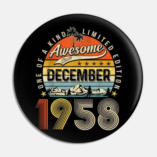 Awesome Since December 1958 Vintage 65th Birthday Pin by nakaahikithuy