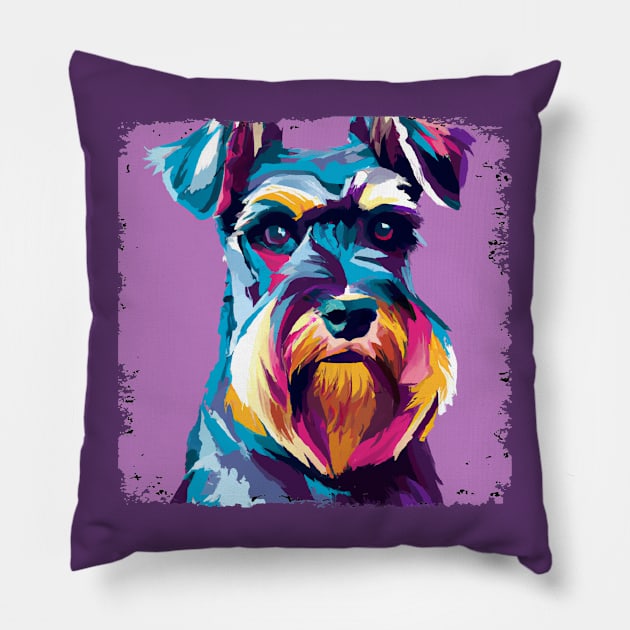 Standard Schnauzer Pop Art - Dog Lover Gifts Pillow by PawPopArt