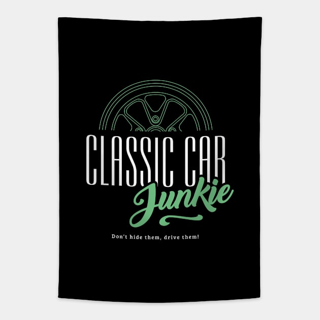 Classic Car Junkie - Vintage car fan Petrol Head Tapestry by Aircooled Life