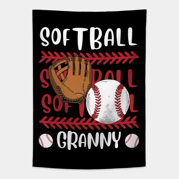 My Favorite Softball Player Calls Me Granny Gift for Softball Grandma Grandmother Tapestry by BoogieCreates