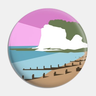 St Margaret’s Bay Beach and White Cliffs, Dover, Kent, Pink Sunset Pin