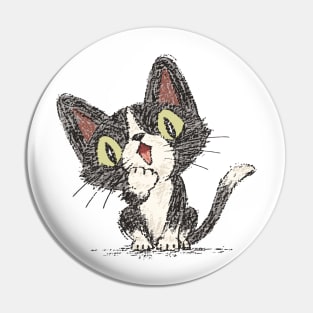 Surprised black cat Pin