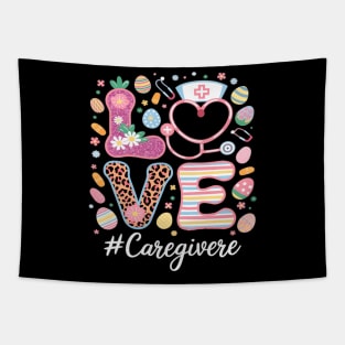LOVE Stethoscope Scrub Caregiver Nurse Life Easter Day Tapestry