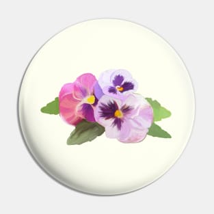 three flowers of pansy Pin