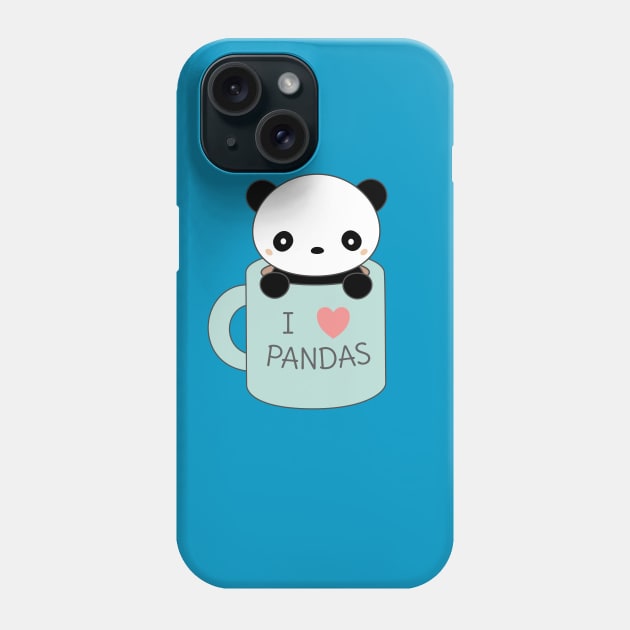 I Love Pandas Kawaii T-Shirt Phone Case by happinessinatee