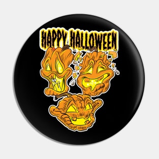 Halloween Pumpkins carved as Jack-O-Lanterns Pin