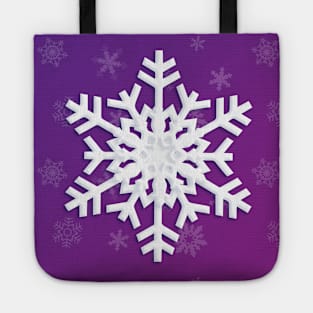 Snowflake Winter Holiday Christmas Decoration. White Snowflake on purple background. Tote