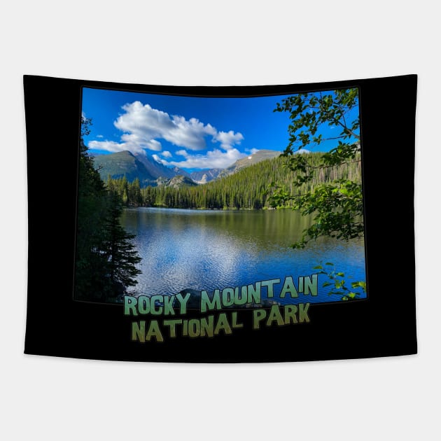 Colorado State Outline (Rocky Mountain National Park - Bear Lake) Tapestry by gorff