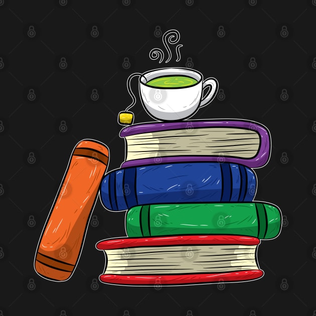 Book Lovers Books and Tea Colorful by screamingfool