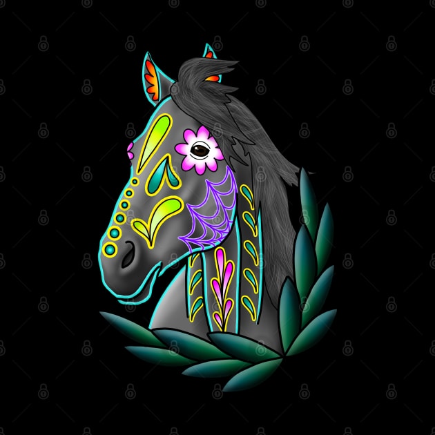 Day of the Dead Blue Dun Sugar Skull Horse by prettyinink