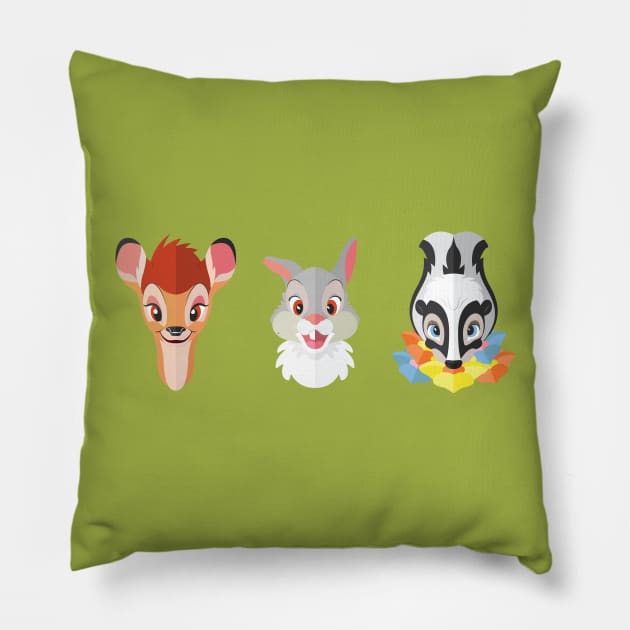 Bambi and Friends Pillow by AJIllustrates