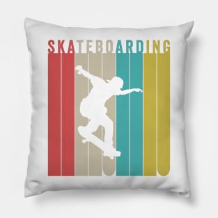 Skateboarding Silhouette Retro Vintage Style Pillow