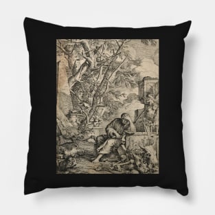 The Laughing Philosopher Democritus. Salvatore Rosa, 1615-1673 Pillow