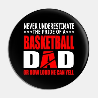 Never Underestimate The Pride Of A Basketball Dad Pin