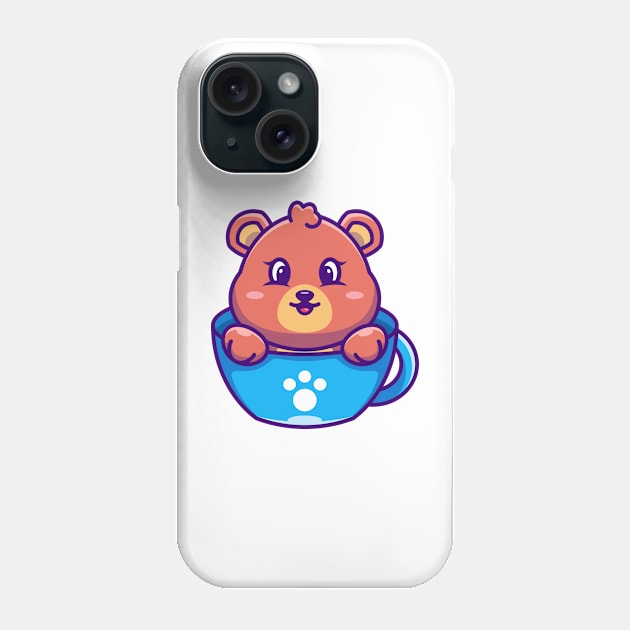 Cute bear on cup coffee cartoon Phone Case by Wawadzgnstuff