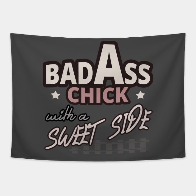 Bad Ass Chick With A Sweet Side - Girls Fashion Tapestry by tatzkirosales-shirt-store