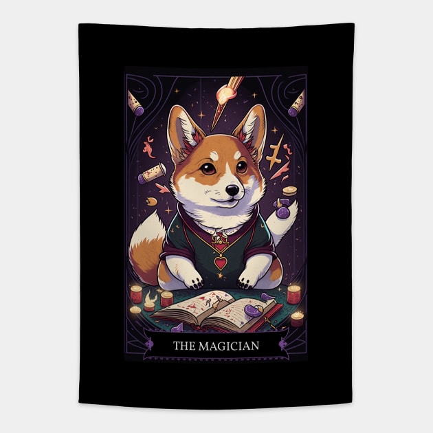 The Magician Tarot Card Corgi Tapestry by UnrealArtDude