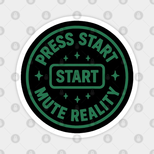 Press Start Mute Reality Magnet by DIGITAL MERCH CREATIONS