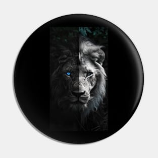 Lion noir et blanc Pin