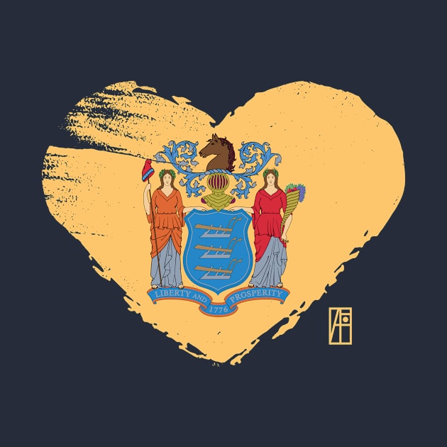 U.S. State - I Love New Jersey - New Jersey Flag by ArtProjectShop