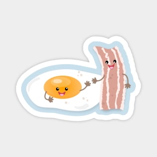 Cute kawaii egg and bacon cartoon illustration Magnet