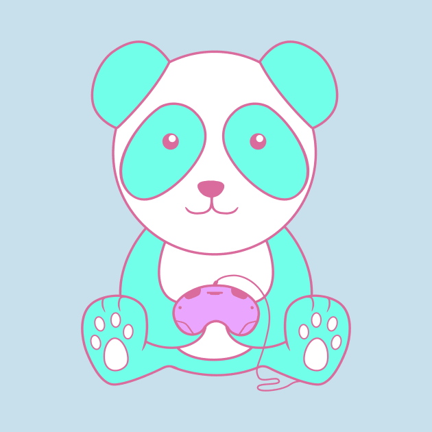 Turquoise Gaming Panda With Controller by Just Gaby Gaming