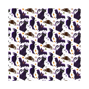 Spooky Halloween Animals Pattern T-Shirt