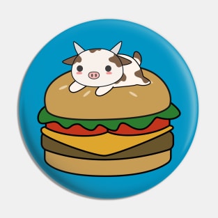 Funny Burger Cow T-Shirt Pin