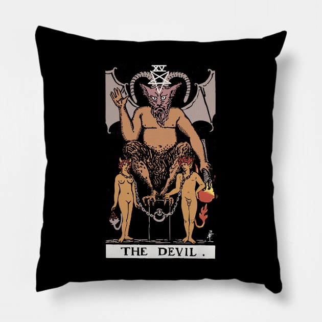 The Devil Tarot Card Rider Waite Pillow by Sunburst