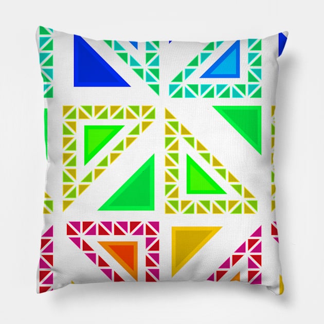 Multicolour triangles Pillow by CybertronixWolf