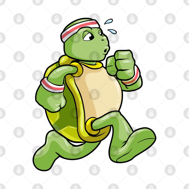 Turtle as jogger with a sweatband by Markus Schnabel