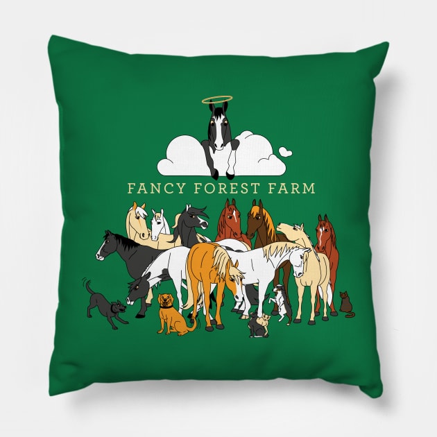 Fancy Forest Farm • Family Portrait 2023 • White Text Pillow by FalconArt