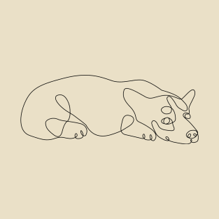 One line Lazy Corgi T-Shirt