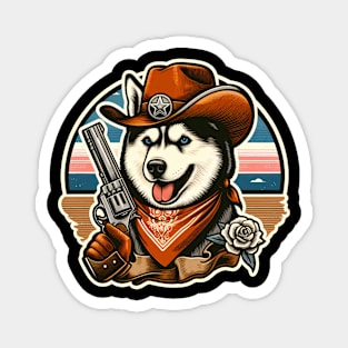 Husky Cowboy Magnet