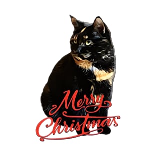 Tortie Cat Merry Christmas T-Shirt