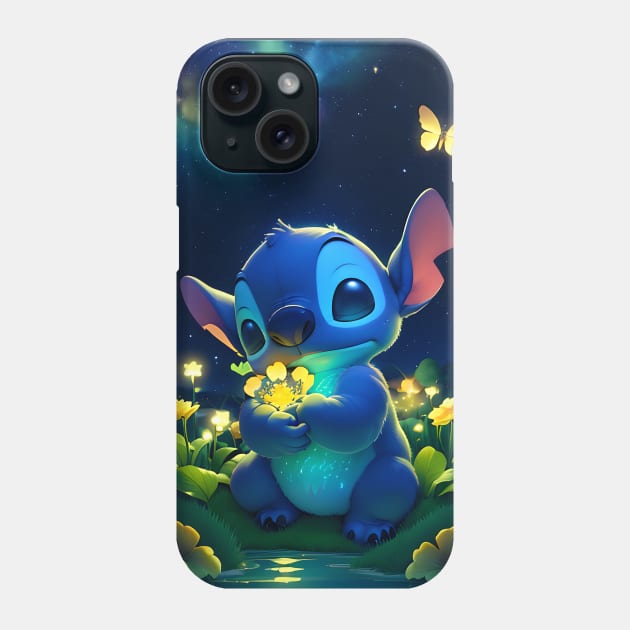 Stitch flower garden Phone Case by cloudart2868