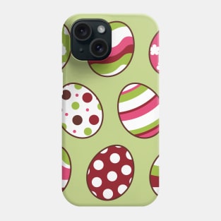 Egg Pattern | Pink Green | Stripes Clouds Flowers Dots | Light Green Phone Case