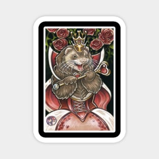 Queen of Hearts Ferret - White Outlined Version Magnet